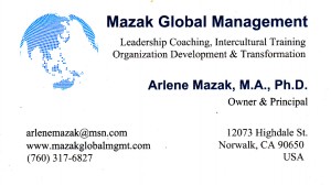 Arlene Mazak, Ph.D business card